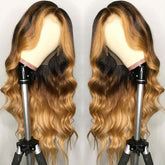 Highlights Ombre Honey Brown Colored Loose Wave Lace Wigs